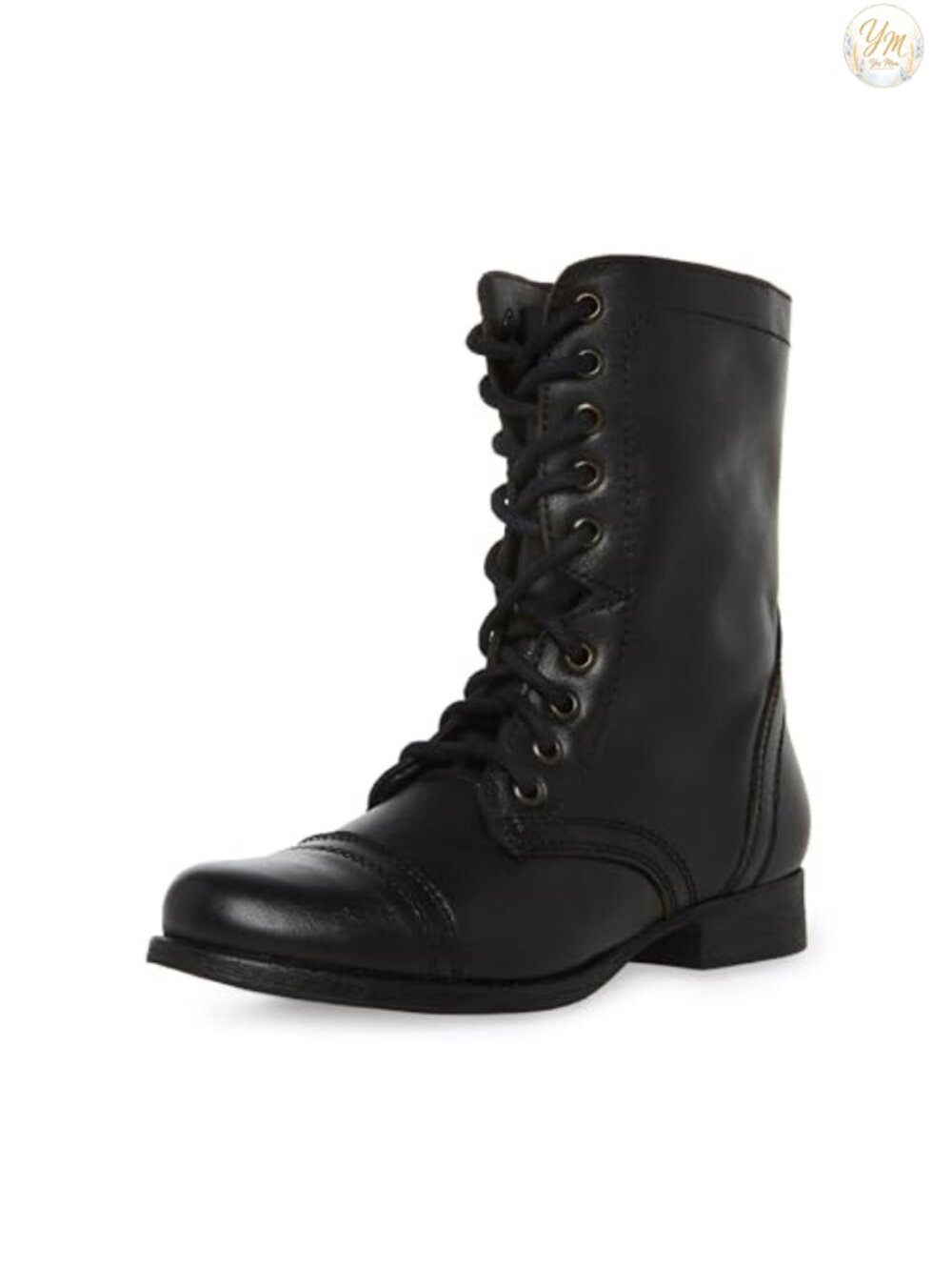 Distressed Leather Combat Boot with Instep Zipper